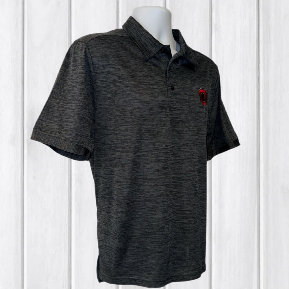 Ohio State Buckeyes Varsity Polo Shirt | Men’s Size M |Gray Heather Short Sleeve - Picture 3 of 11